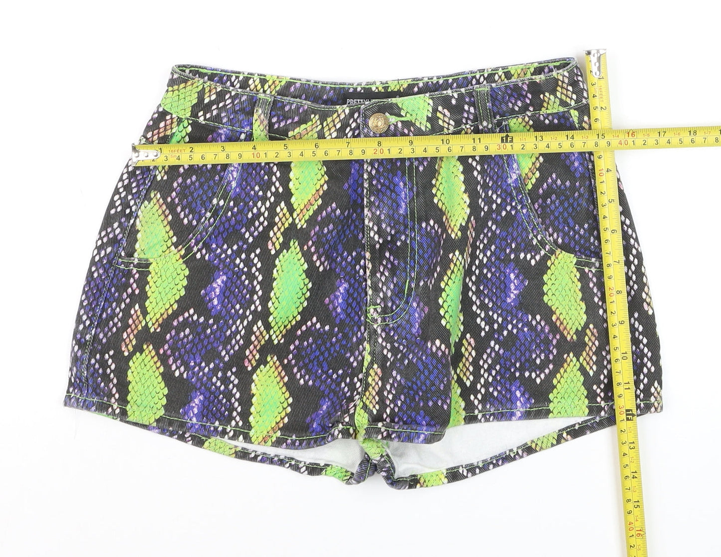 PrettyLittleThing Womens Multicoloured Snakeskin Hot Pants UK 10