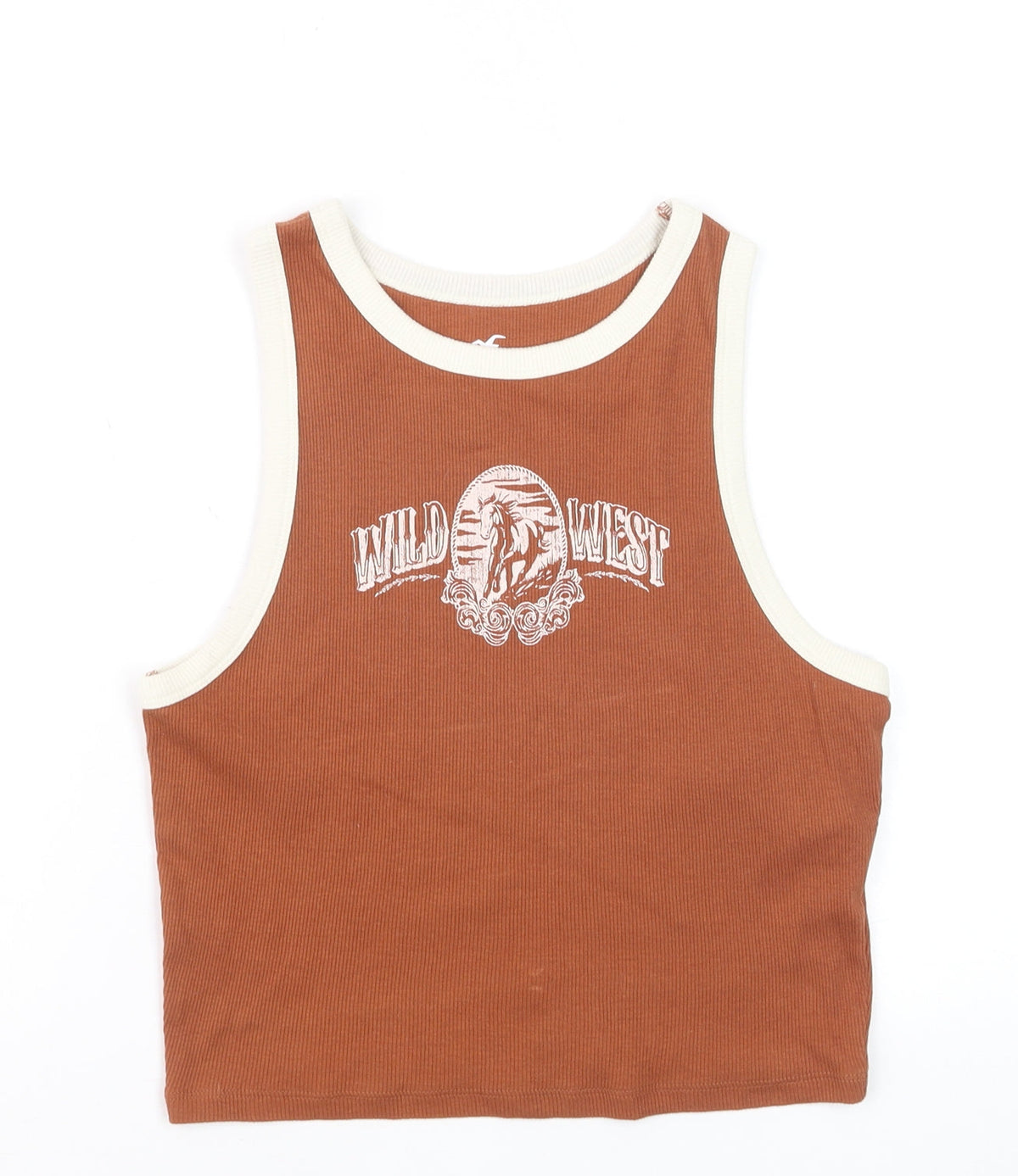 Hollister Women’s Brown Cropped Tank Top L Western Graphic