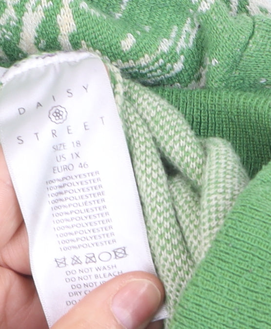 Daisy Street Womens Green Flared Knit Trousers Size 18