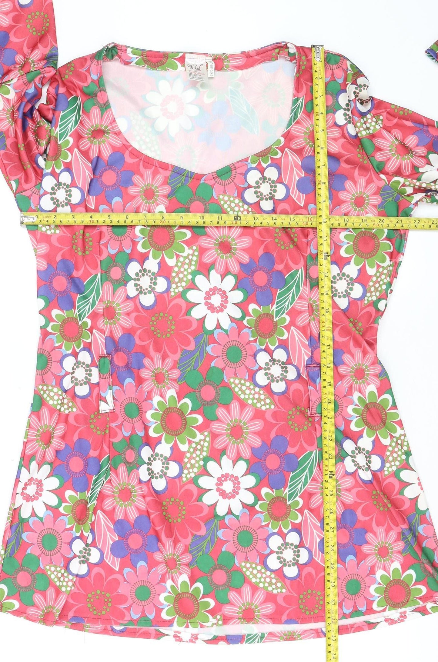 Wicked Costumes Women's Multicoloured Floral Tunic Blouse XL