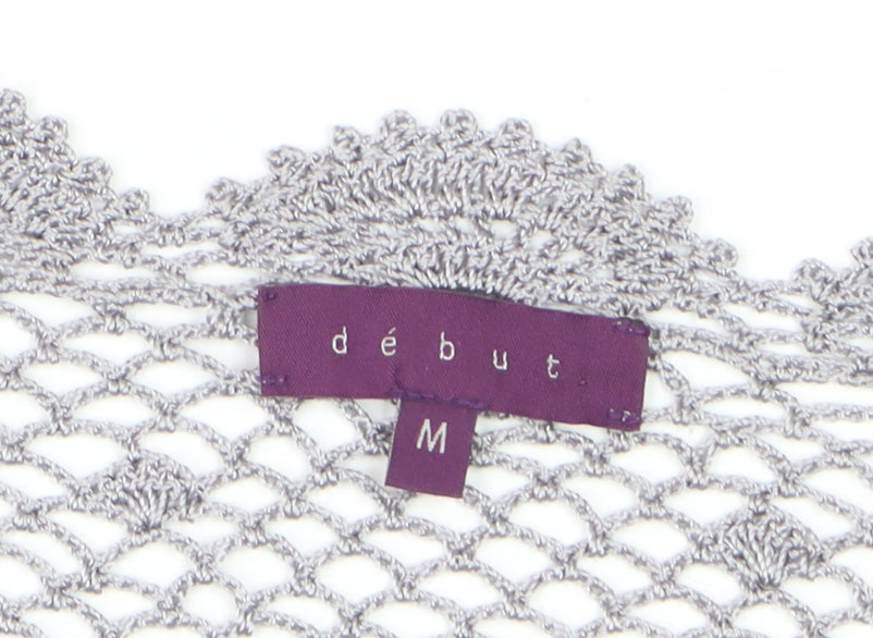 Début Women Silver Crochet Cropped Long Sleeve Bolero M
