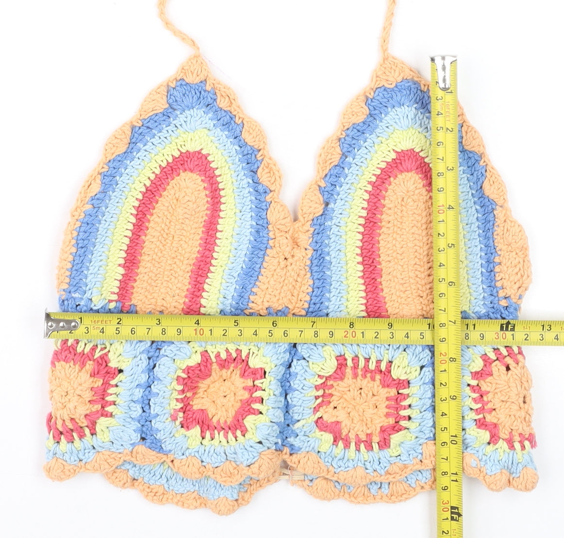 ASOS DESIGN Women’s Multicoloured Crochet Halter Crop Top Size S