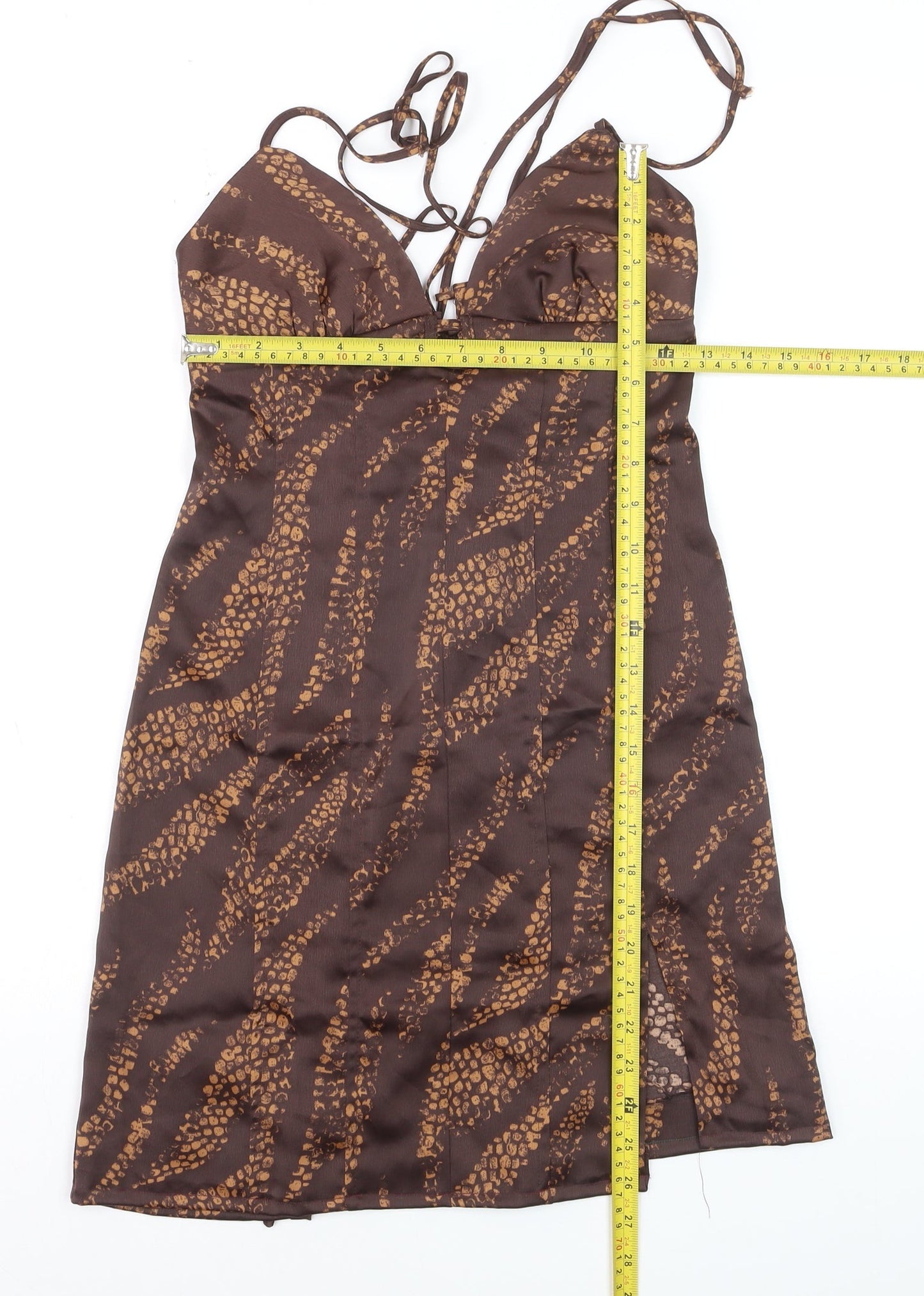 Urban Outfitters Women Brown Animal Print Slip Dress S