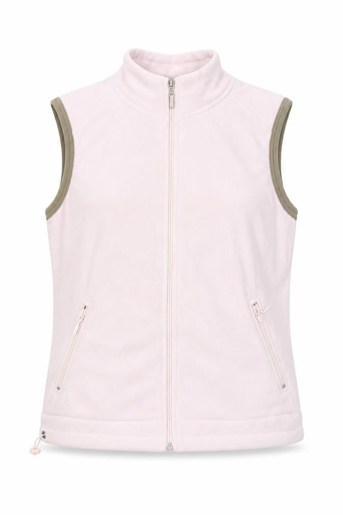 Front view of ELLE Sport Women's Pink Fleece Sleeveless Zip Waistcoat, size 12