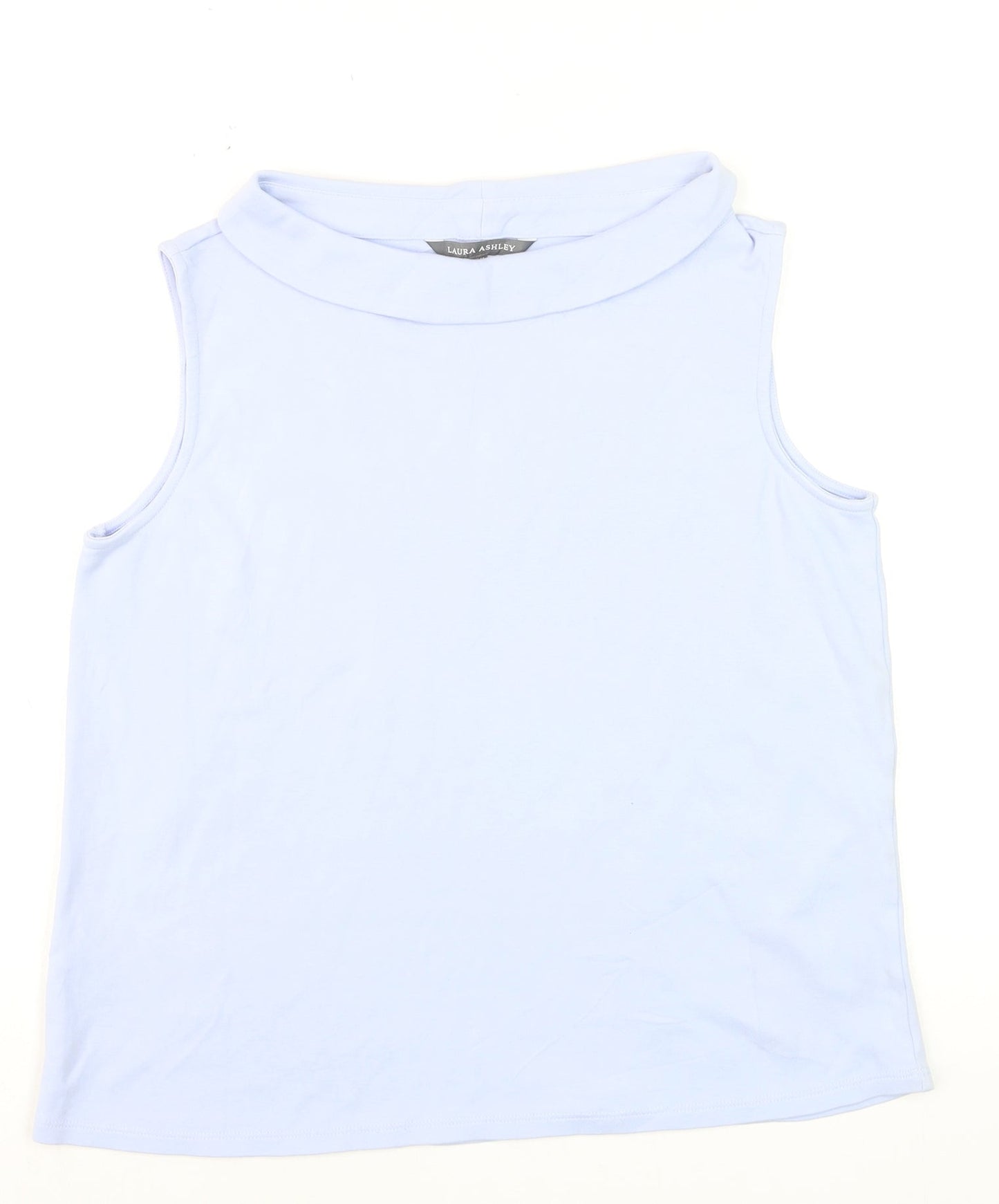 Laura Ashley Women’s Blue Cotton Sleeveless Roll Neck Tank Top Size 14