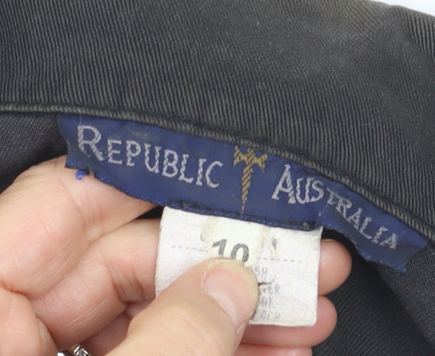 Republic Australia Womens Black Cropped Biker Jacket Size 10