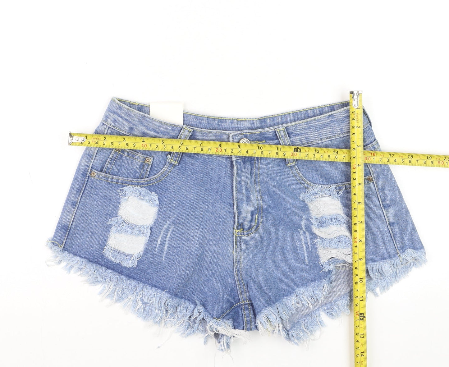 Fashion Jeans Women's Blue Denim Cut-Off Shorts Size M
