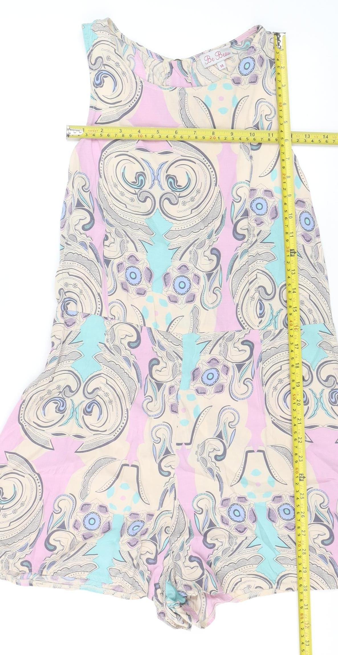 Be Beau Women's Multicoloured Paisley Zip-Back Sleeveless Playsuit Size 14