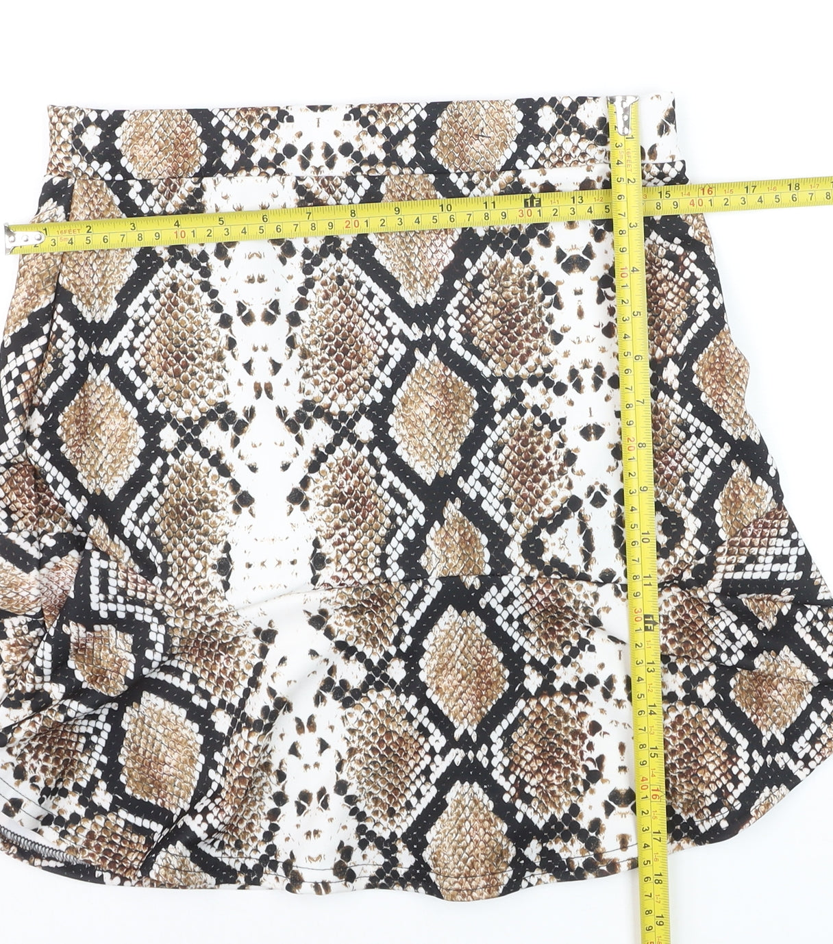PrettyLittleThing Women’s Brown Snake Print Mini Skirt Size 14