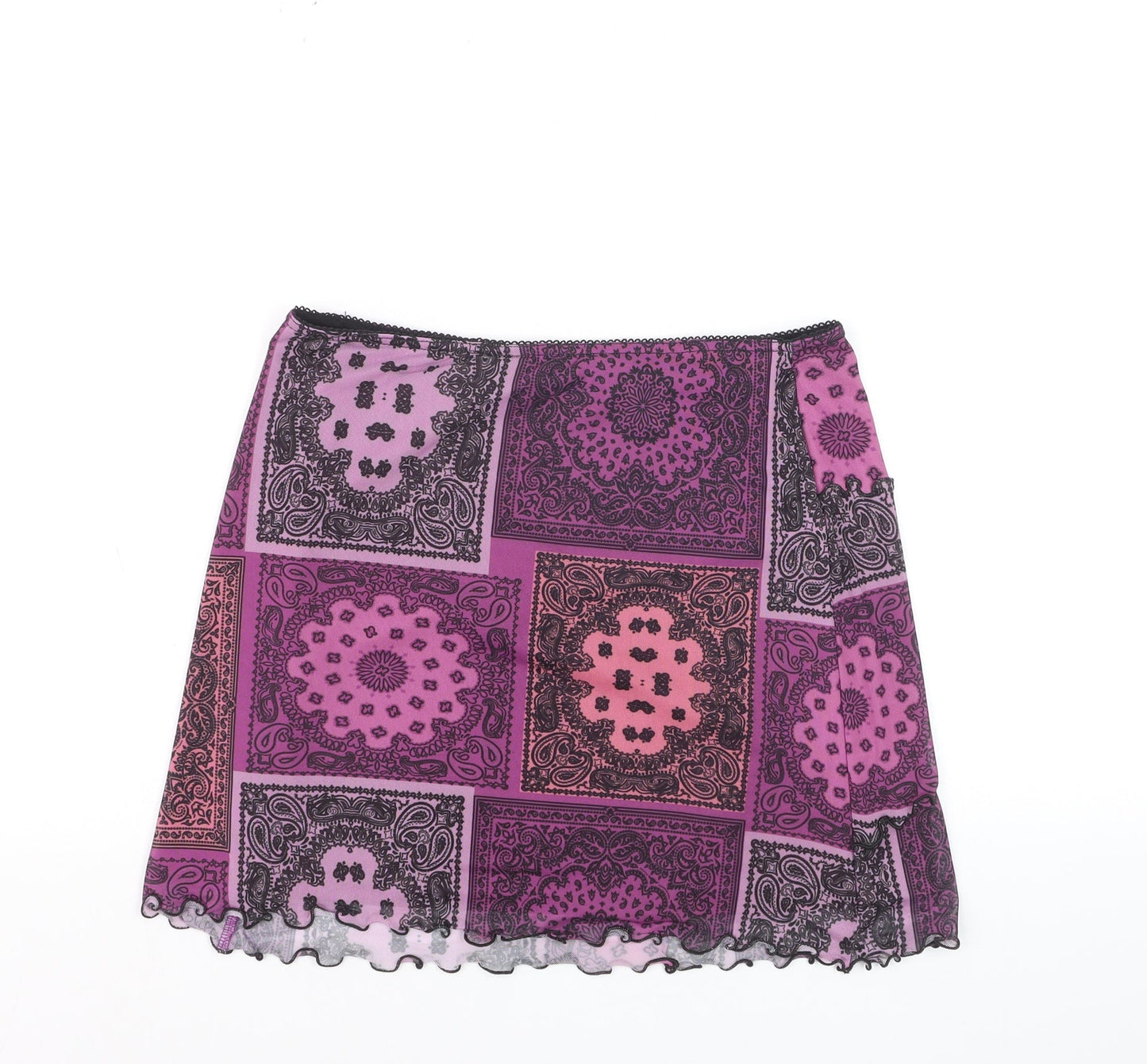 Urban Outfitters Women's Purple Paisley Mini Skirt M Stretch Retro