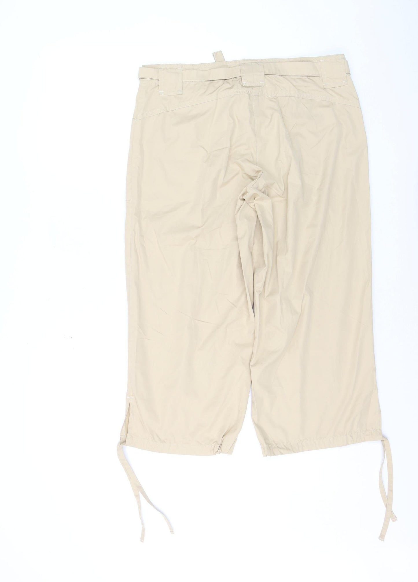 Esprit Women Beige Capri Trousers Size 14 Belted Lightweight Casual
