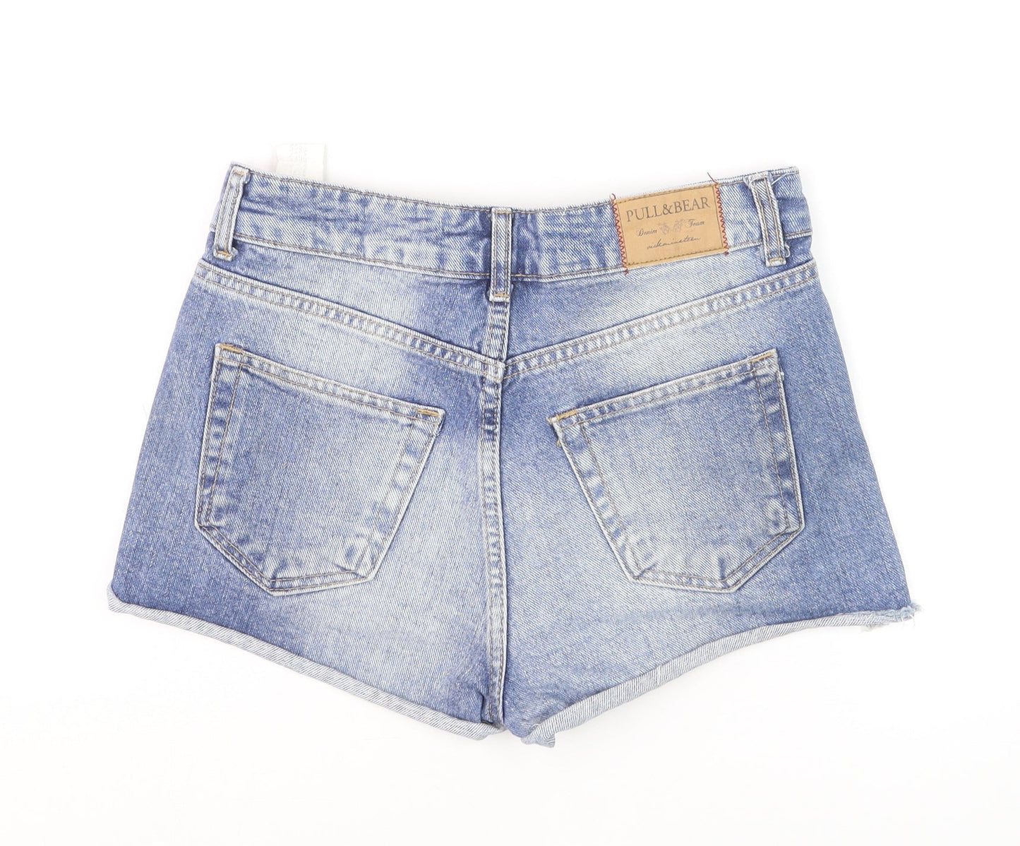 Pull & Bear Women Blue Studded Denim Hot Pants Shorts Size 8