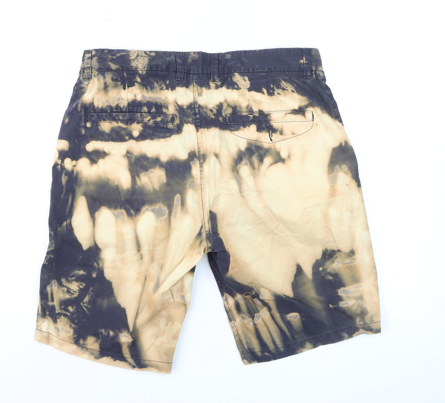 Next Men's Beige Black Tie-Dye Chino Shorts Size 34 Regular Fit