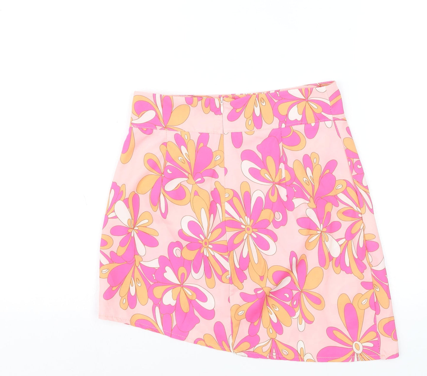 PrettyLittleThing Women’s Pink Floral A-Line Short Skirt Size 8