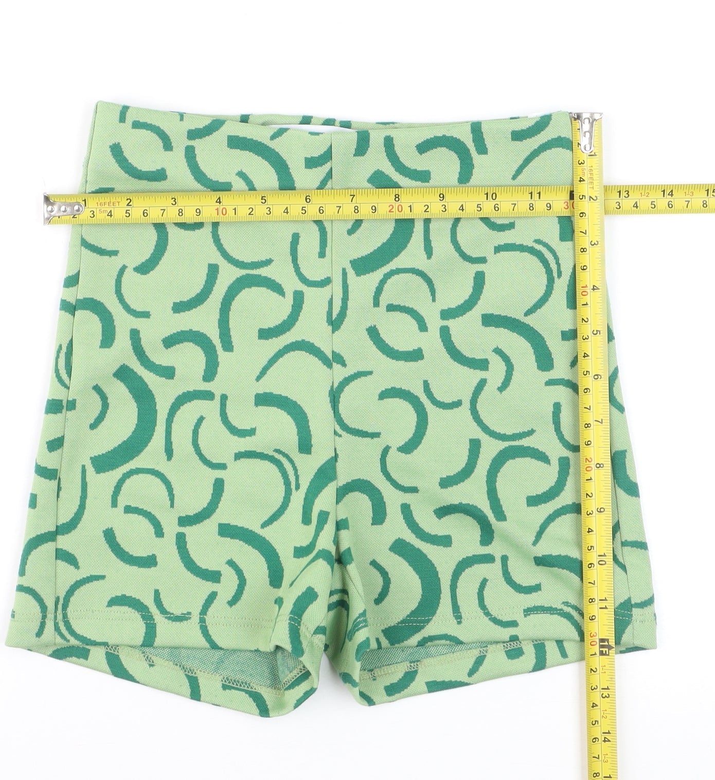 Bershka Women Green Geometric Knit Biker Shorts XS