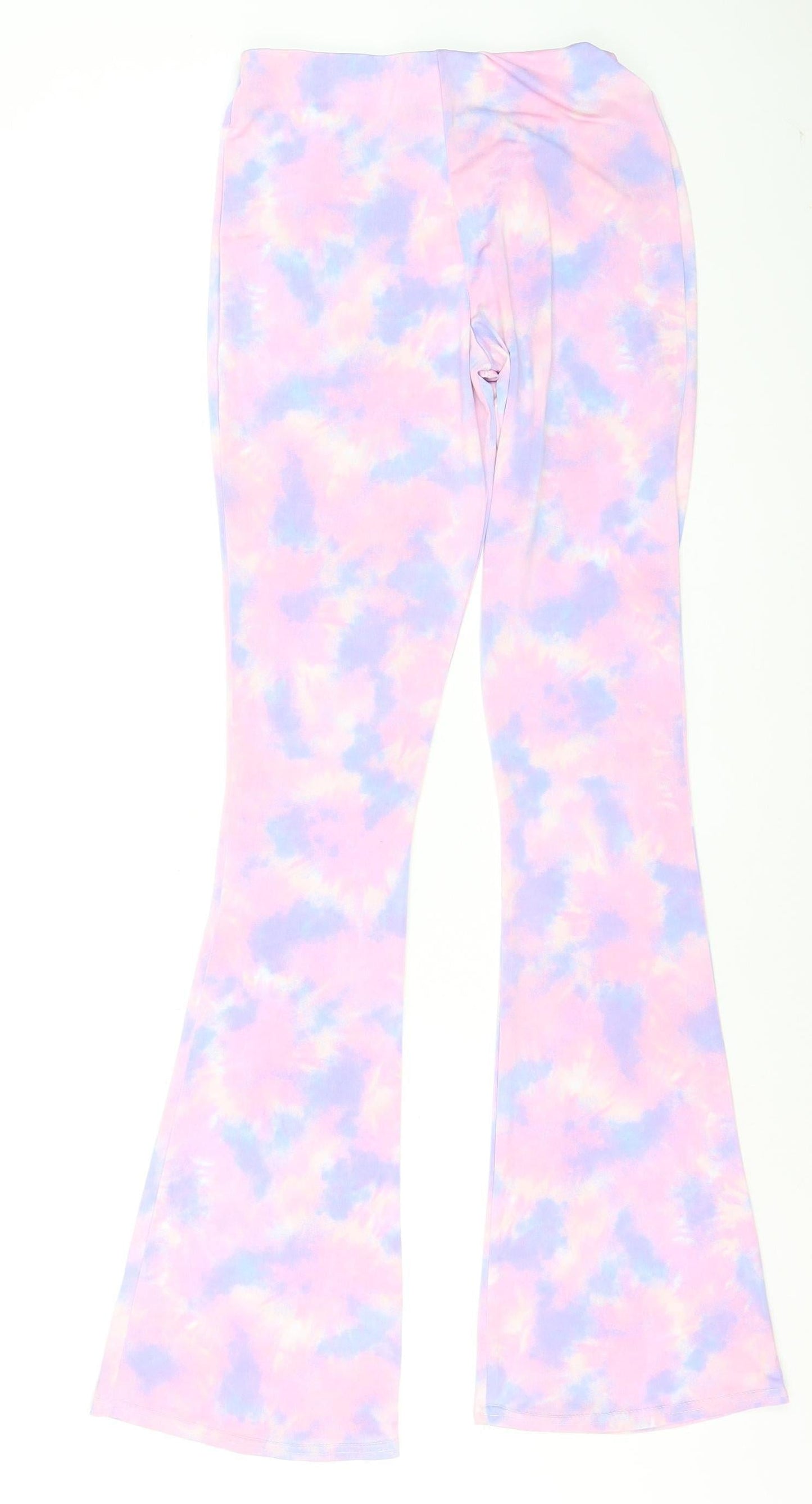 Boohoo Womens Multicoloured Flared Tie-Dye Trousers Size 8