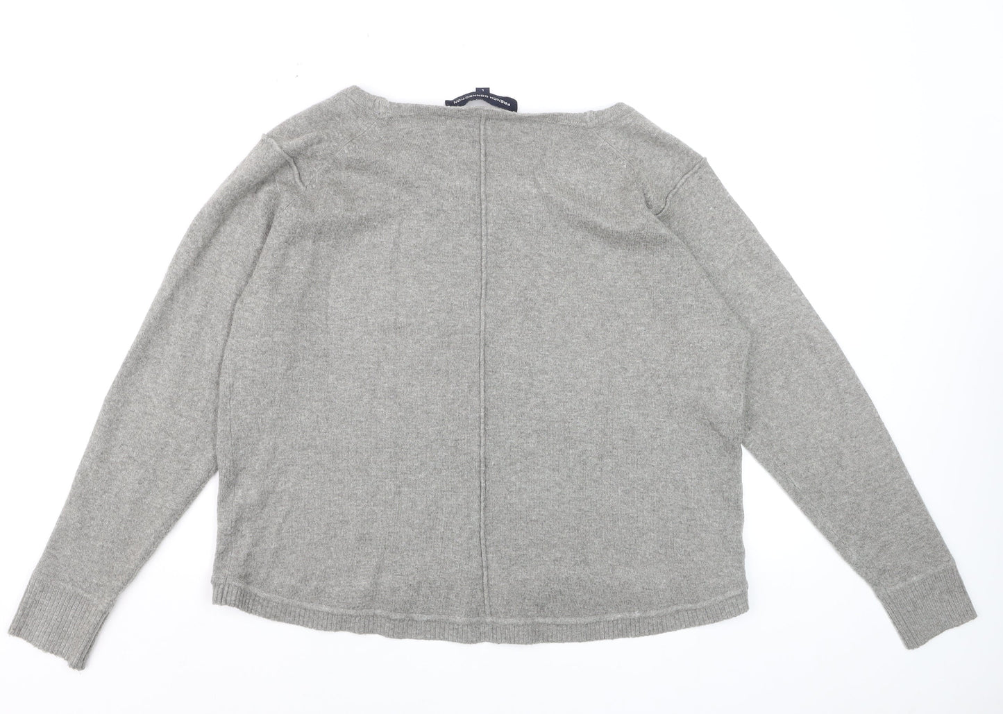 French Connection Women's Grey L Scoop Neck Wool Blend Jumper