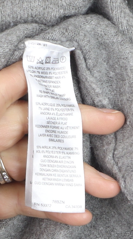 French Connection Women's Grey L Scoop Neck Wool Blend Jumper