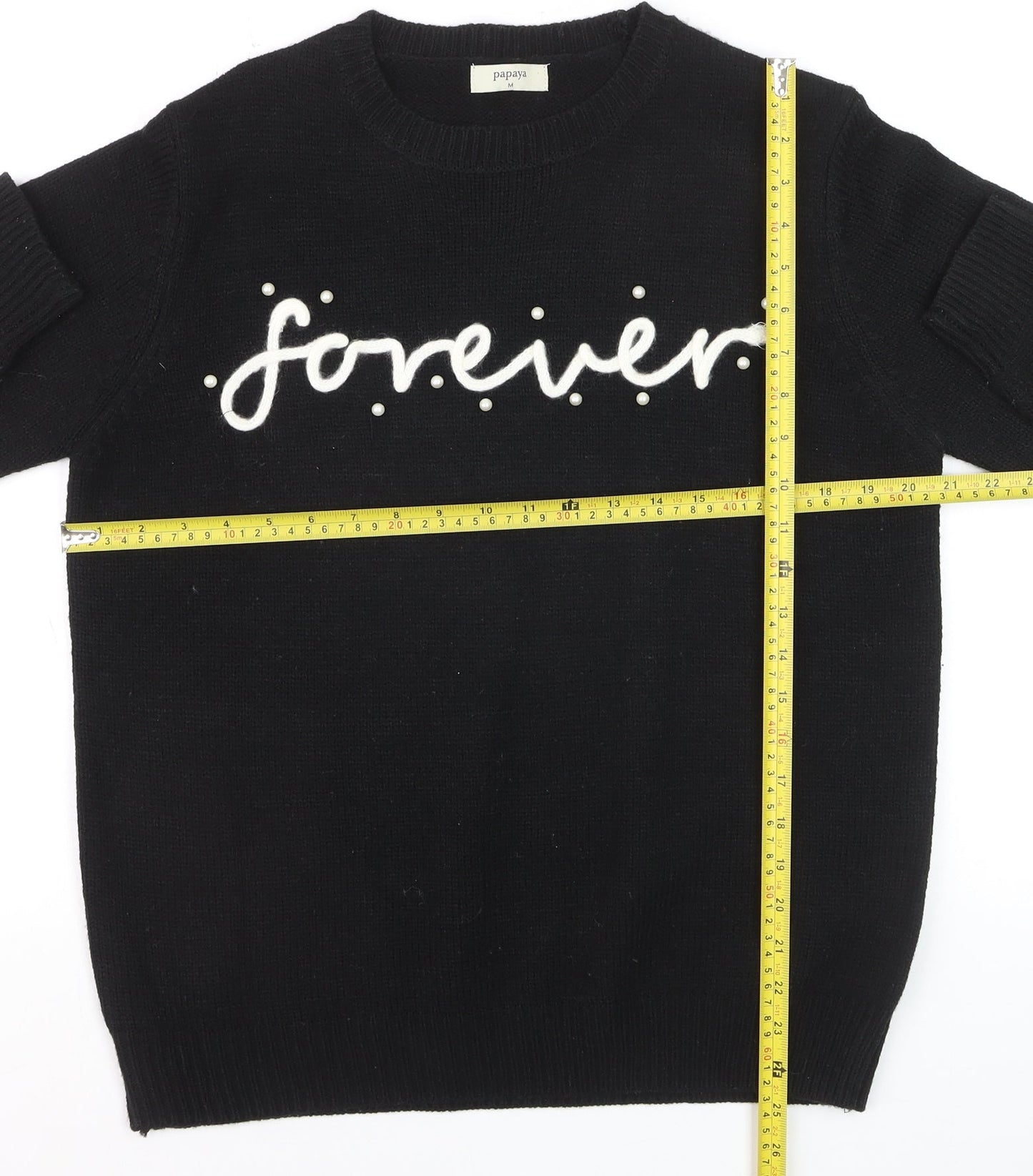Papaya Women’s Black 'Forever' Beaded Knit Jumper Size M