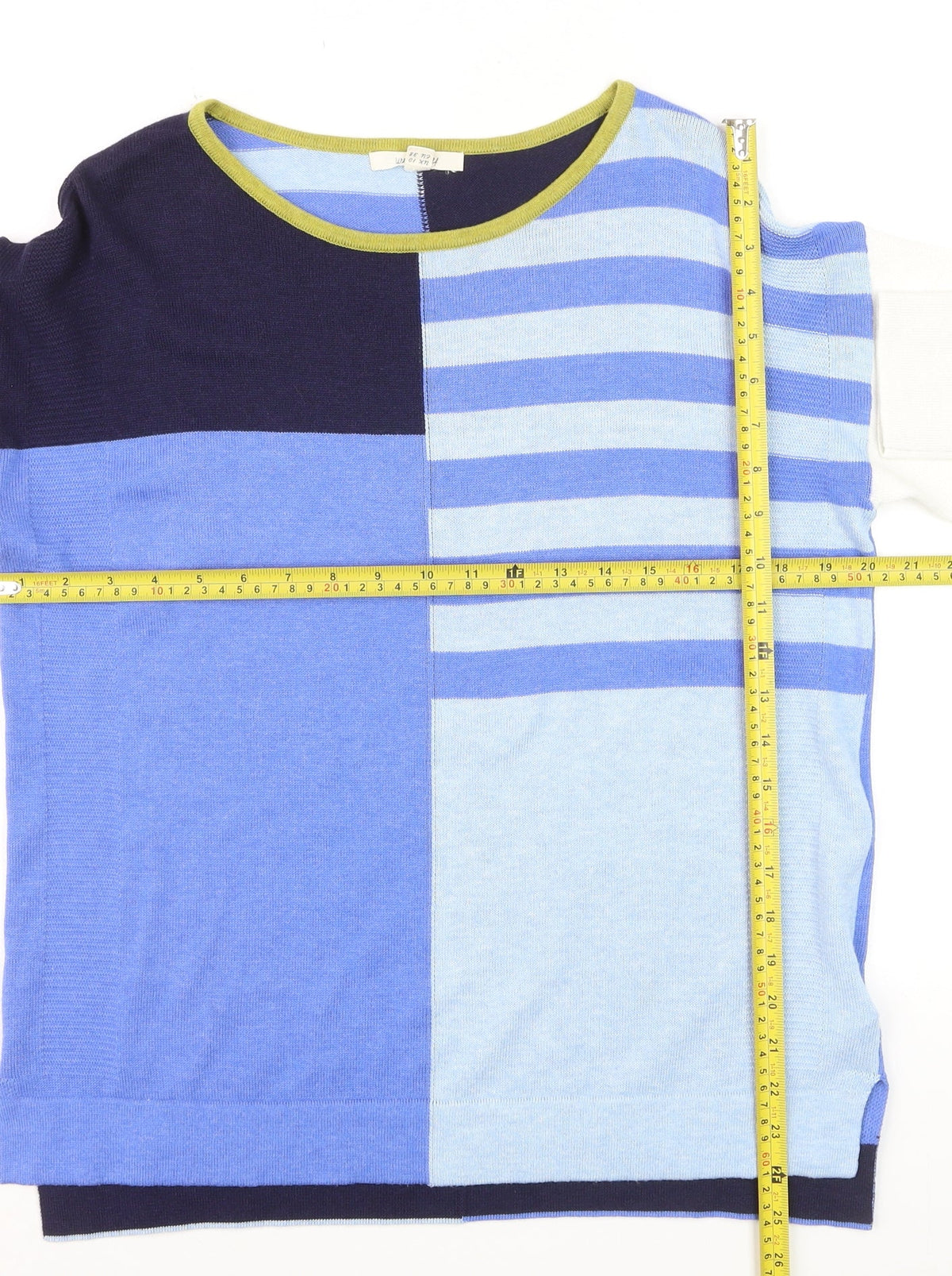White Stuff Women's Blue Striped Cotton Wool Blend Jumper Size 10