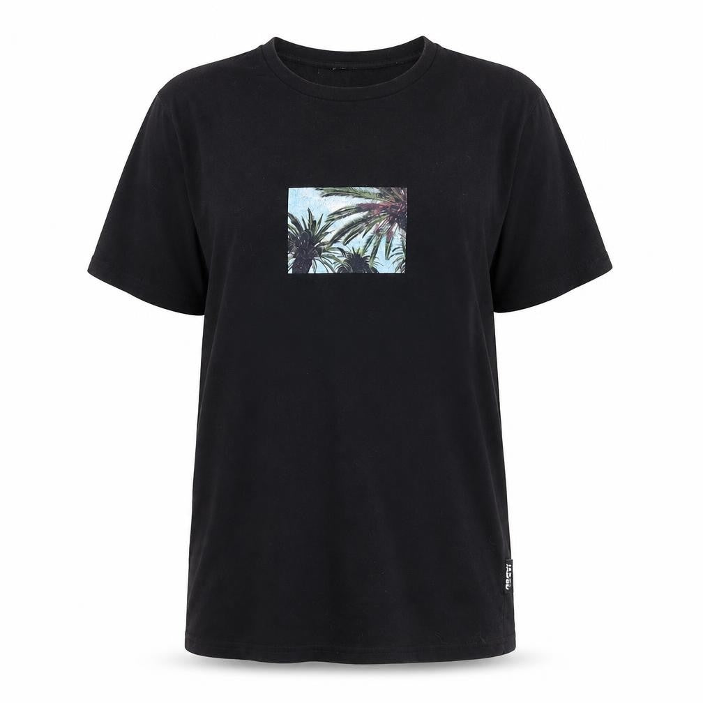 Jaded London Women's Black Palm Print Cotton T-Shirt - M