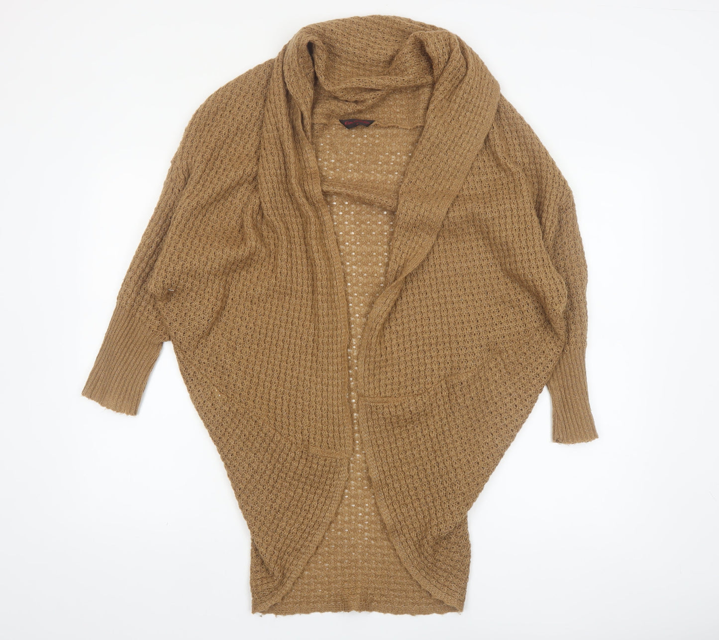 Miss Selfridge Women Beige Size 12 Chunky Knit Open Cardigan