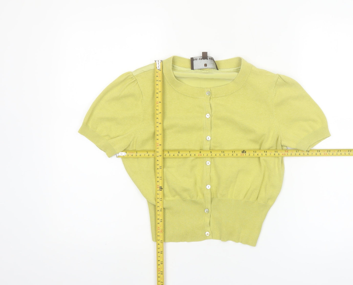 Fenn Wright Manson Women's Green Silk Blend Short Sleeve Cardigan Size 12