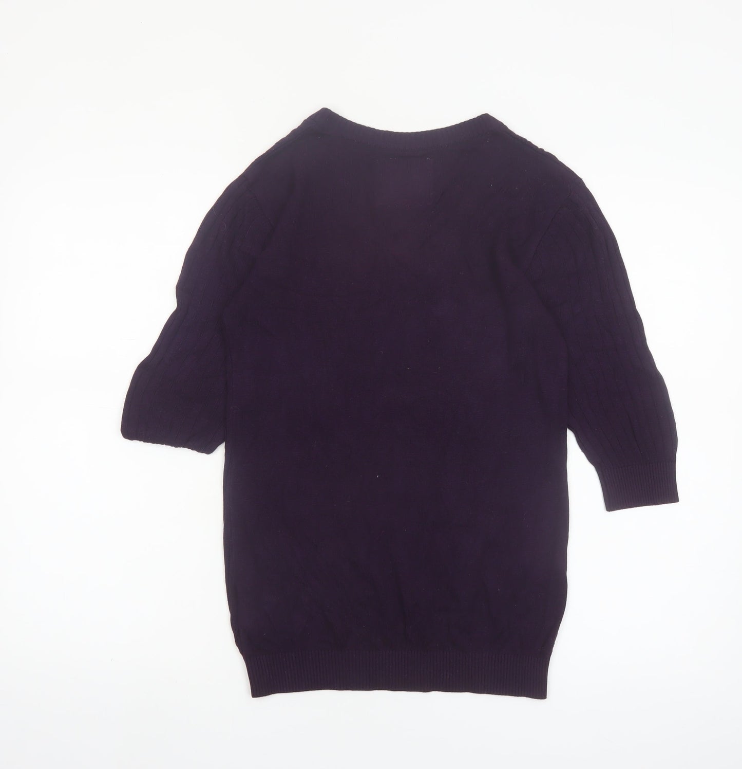 Bare Denim Womens Purple V-Neck 3/4 Sleeve Pullover Jumper L