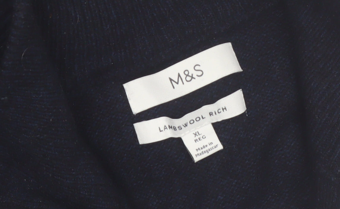 Marks and Spencer Men's Black XL Lambswool 1/2 Zip Jumper