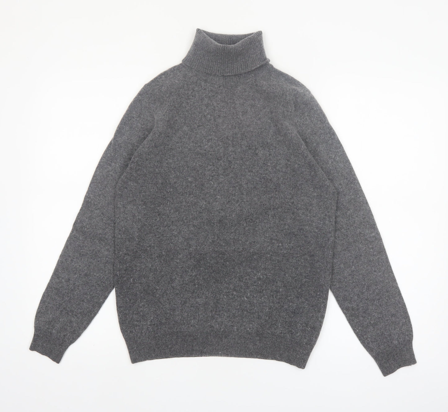 WoolOvers Women's Grey Roll Neck Merino Cashmere Jumper M