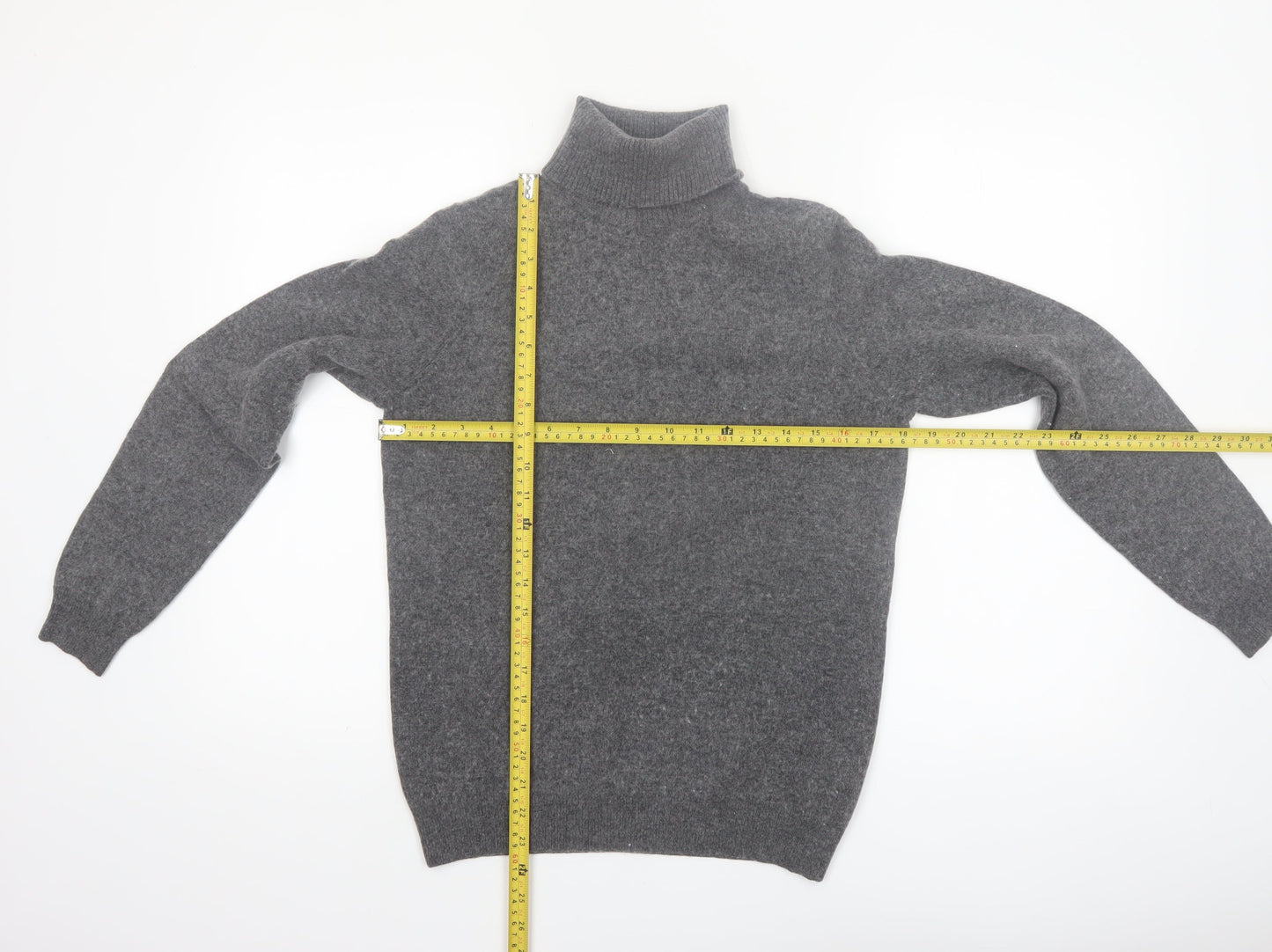 WoolOvers Women's Grey Roll Neck Merino Cashmere Jumper M