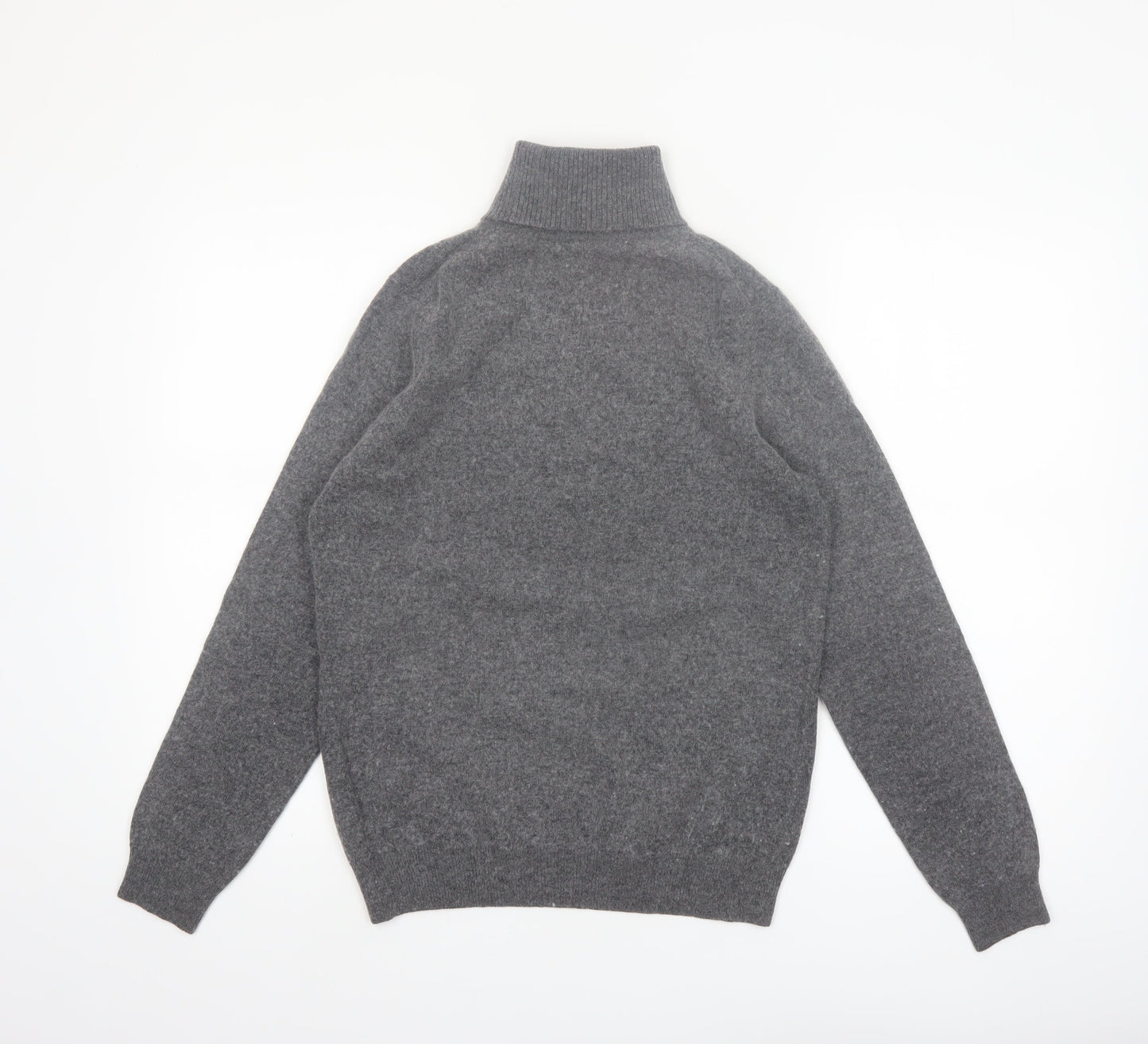 WoolOvers Women's Grey Roll Neck Merino Cashmere Jumper M