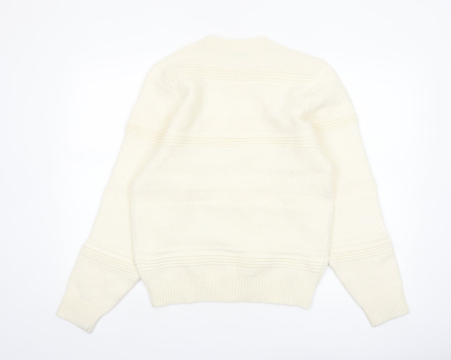 Marks and Spencer Men's Ivory Crew Neck Knit Jumper S Regular Fit