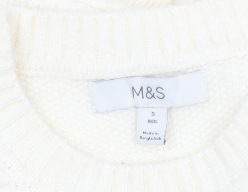 Marks and Spencer Men's Ivory Crew Neck Knit Jumper S Regular Fit