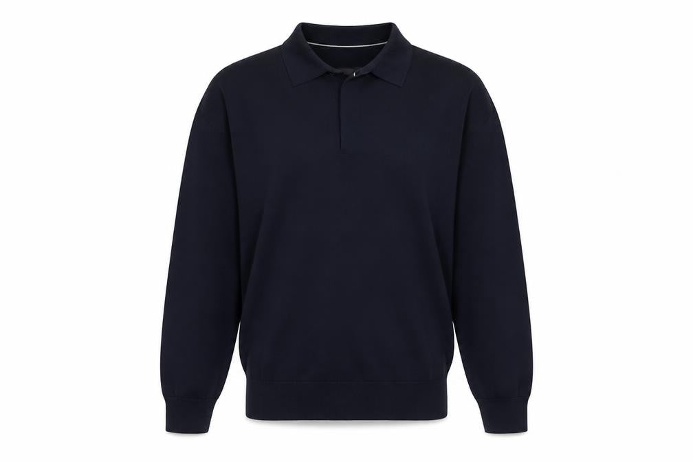 Marks & Spencer Men's Blue Collared Cotton Jumper L