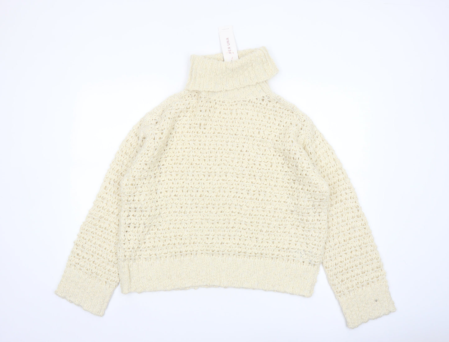 Marks and Spencer Per Una Women’s Ivory Roll Neck Chunky Knit Jumper M