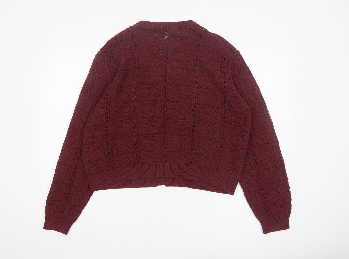 Marks and Spencer Women Red XL Knit Cardigan Crew Neck Jumper