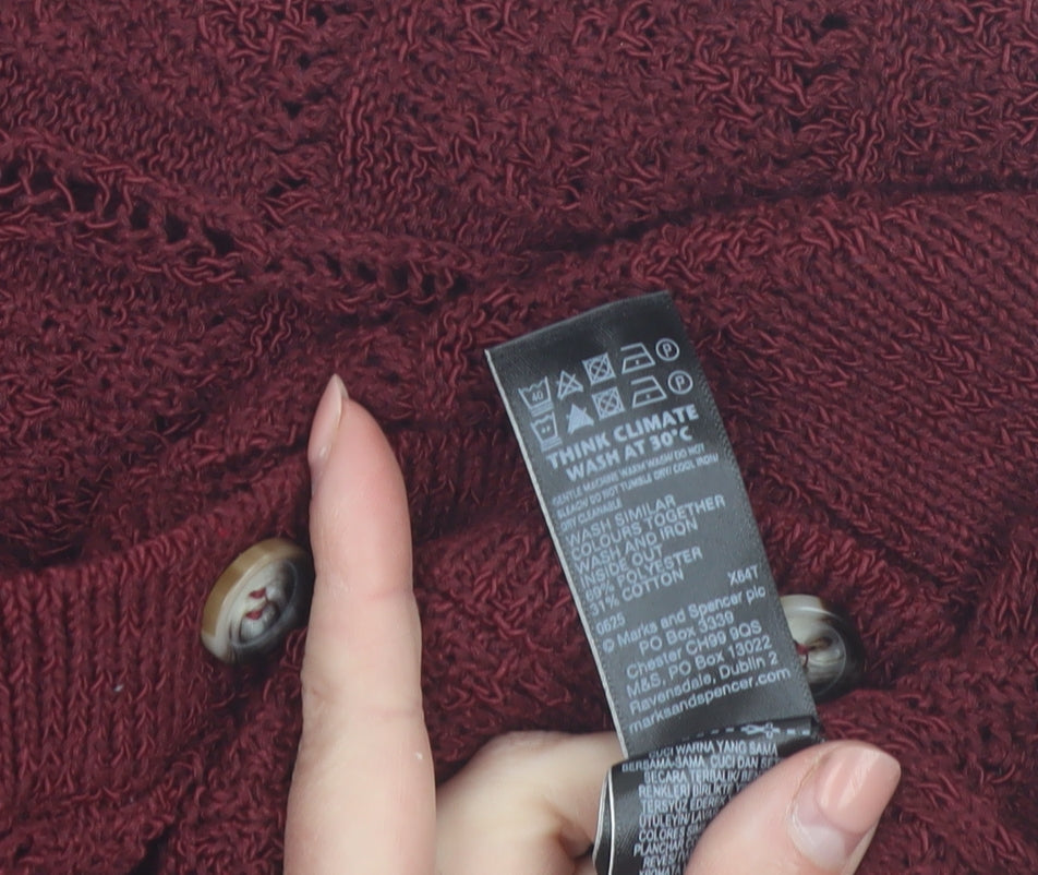 Marks and Spencer Women Red XL Knit Cardigan Crew Neck Jumper