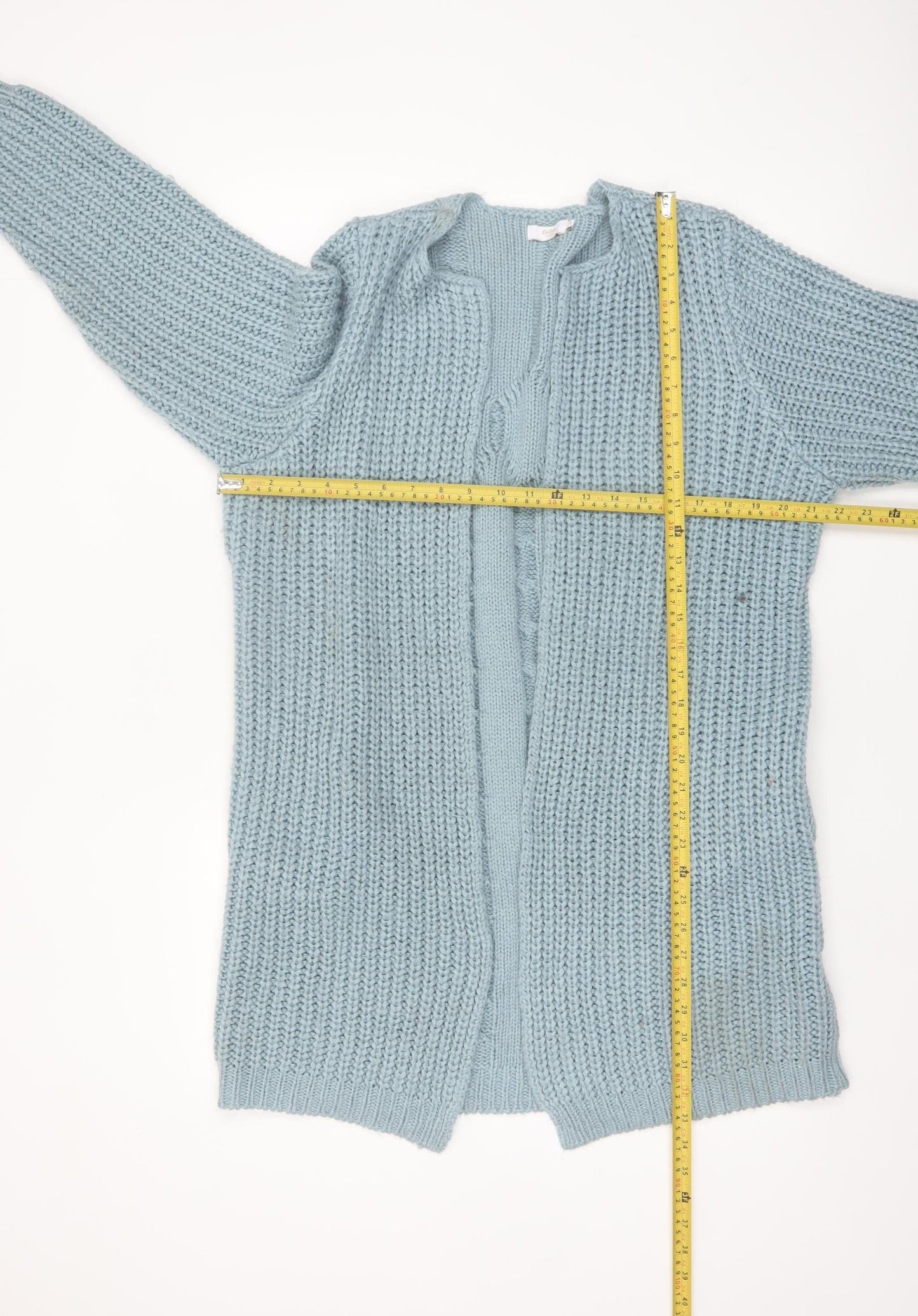 Cotton Traders Women Blue Size 16 Chunky Knit Open Long Cardigan