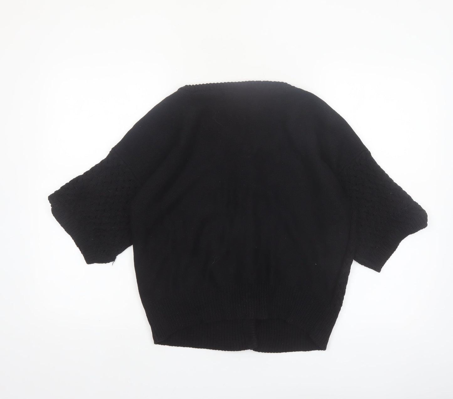 Atmosphere Women’s Black Cotton Short Sleeve Cable Knit Cardigan Size 14