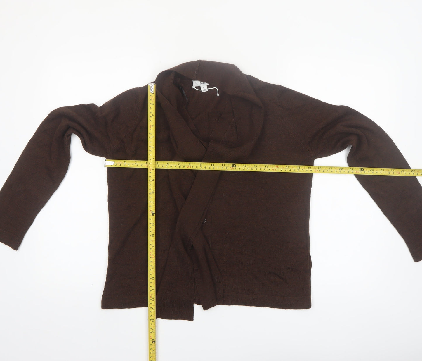 Marks and Spencer Women's Brown M Collared Knit Cardigan