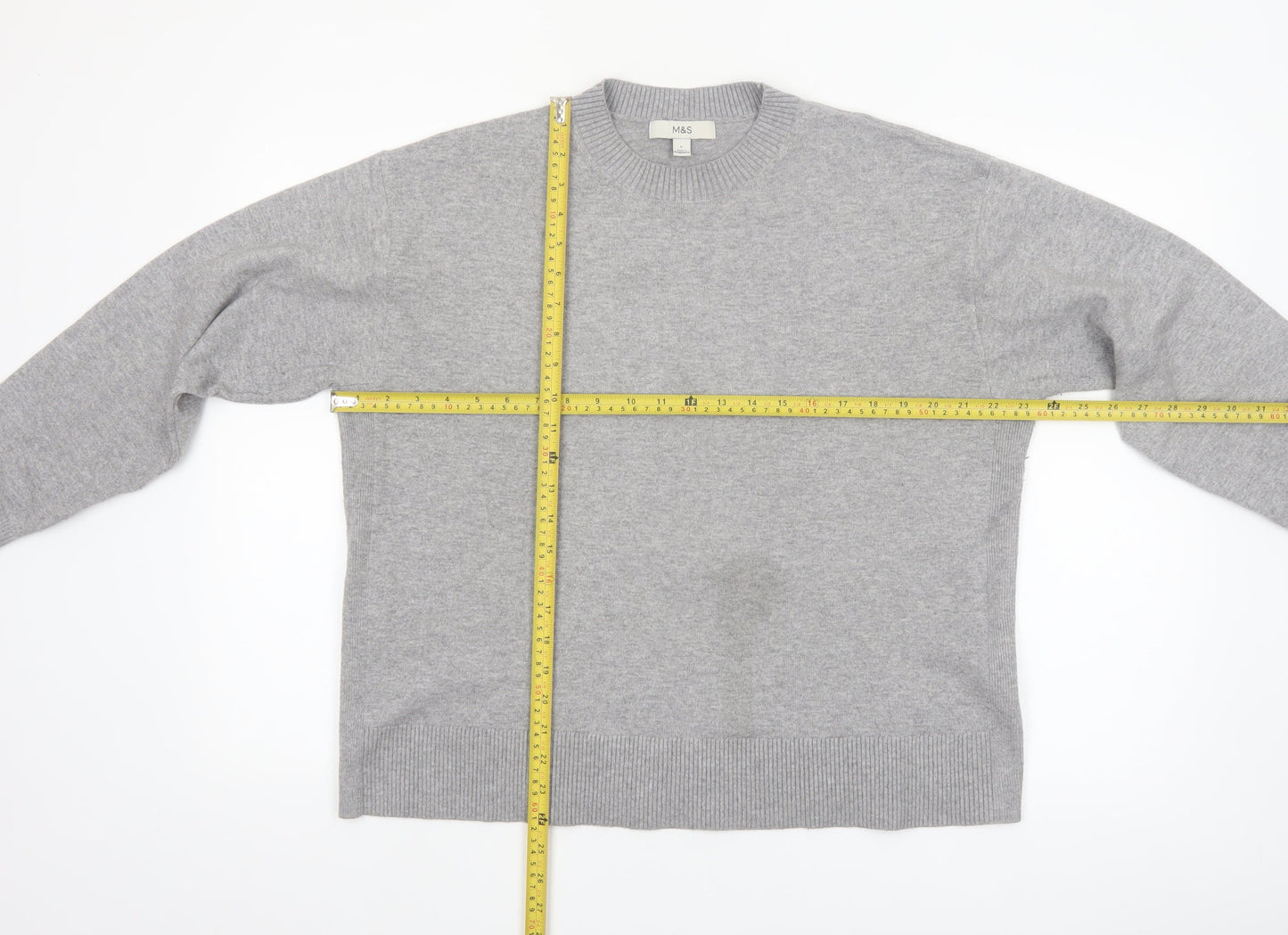 Marks and Spencer Womens Grey Wool Crew Neck Pullover Jumper L