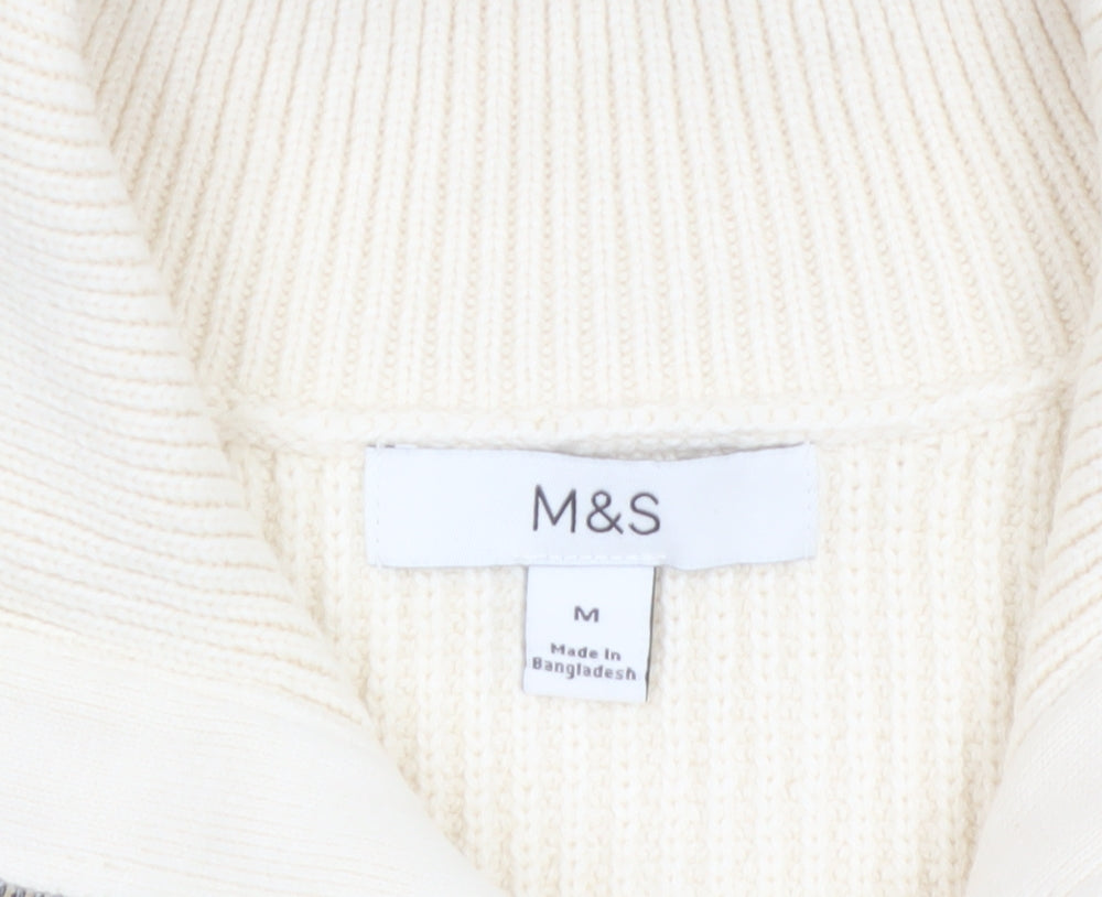 Marks and Spencer Women's Beige Knit Full Zip Sleeveless Vest M
