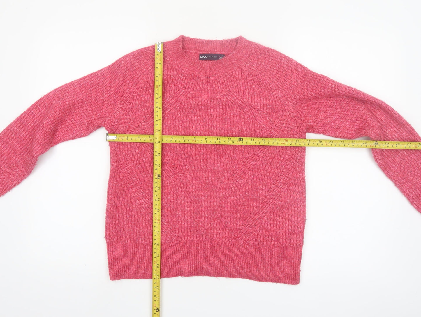 Marks and Spencer Womens Pink XS Crew Neck Knit Pullover Jumper