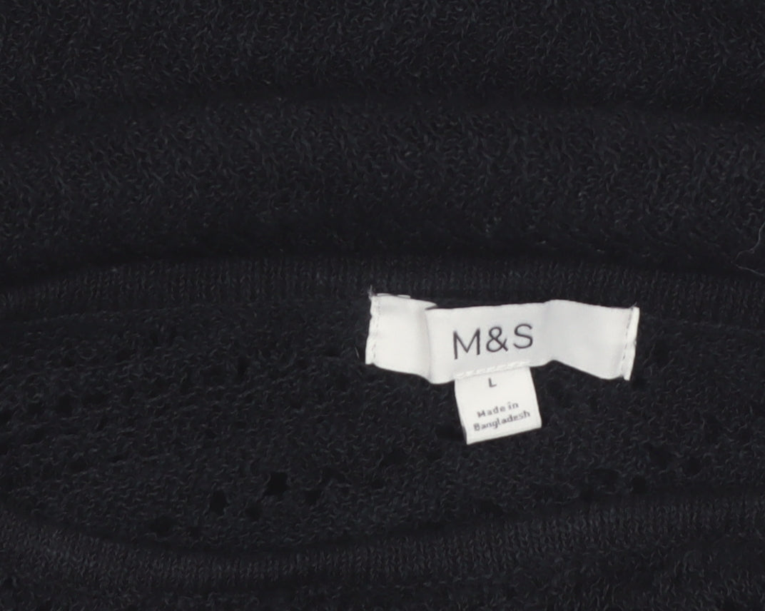 Marks and Spencer Women Black L Crochet Knit Sheath Dress