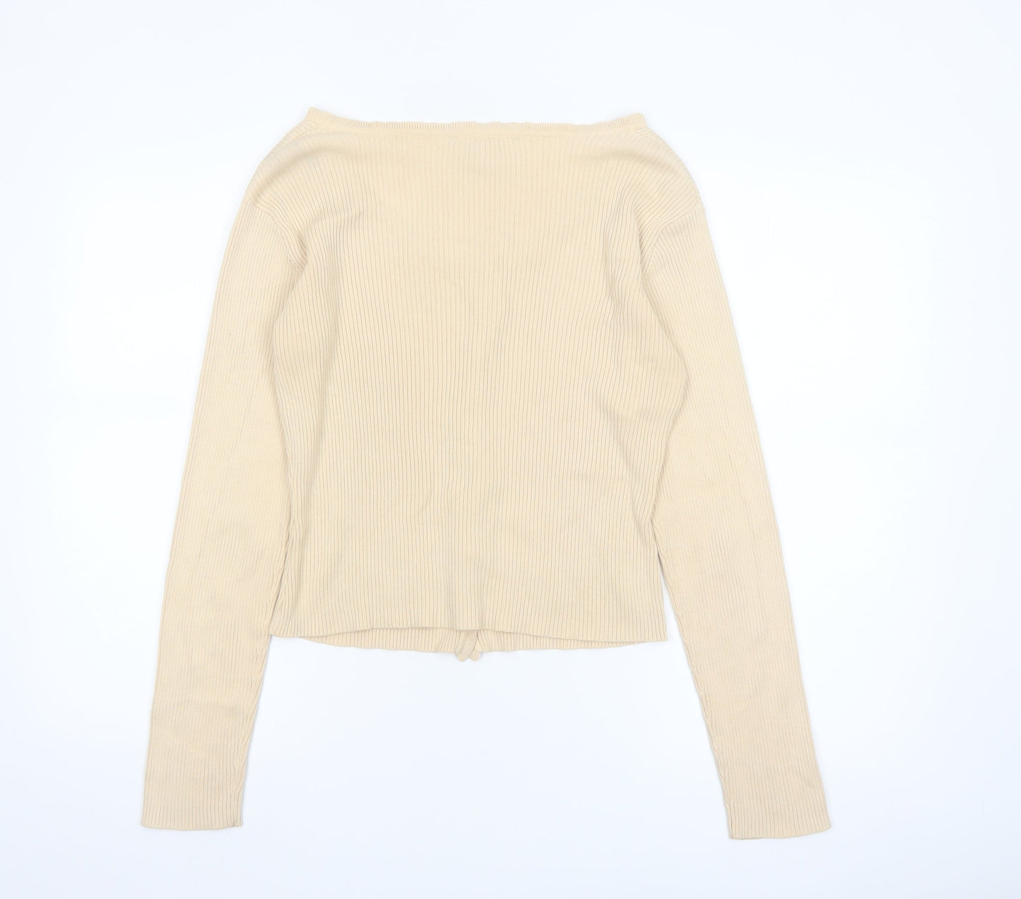 Etam Women’s Beige Cotton Slim Fit Button Cardigan Size 16