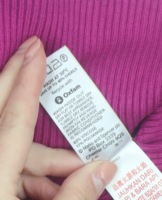 Marks and Spencer Women’s Pink Ribbed V-Neck Cardigan Size 14