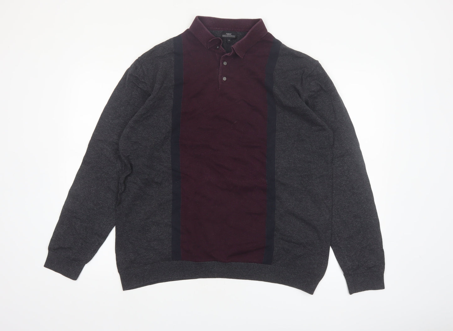 Next Men’s Grey Collared Pullover Jumper XL Cotton Knit