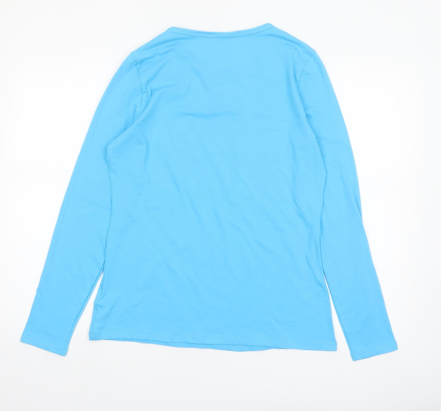 Lands' End Women's Blue Long Sleeve Cotton Blend Jersey T-Shirt M