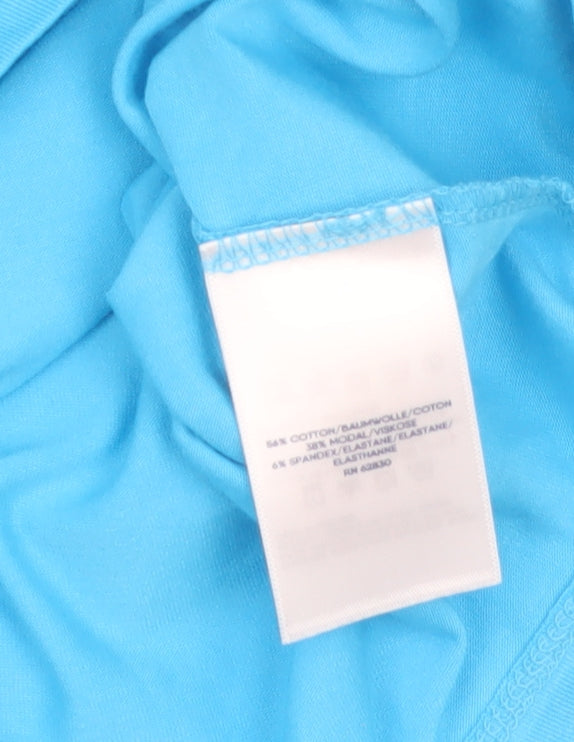Lands' End Women's Blue Long Sleeve Cotton Blend Jersey T-Shirt M